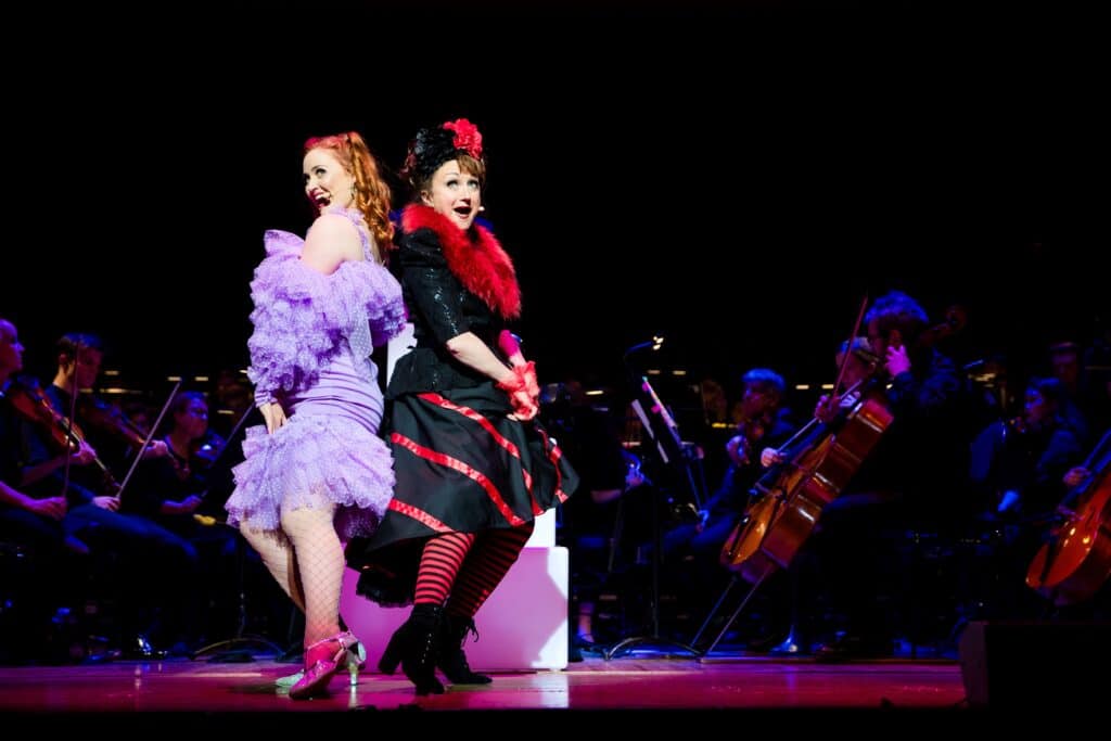 Annie AItken as Cunegonde and Carolie OConnor as The Old Lady in Candide 2018. CREDIT GRANT LESLIE