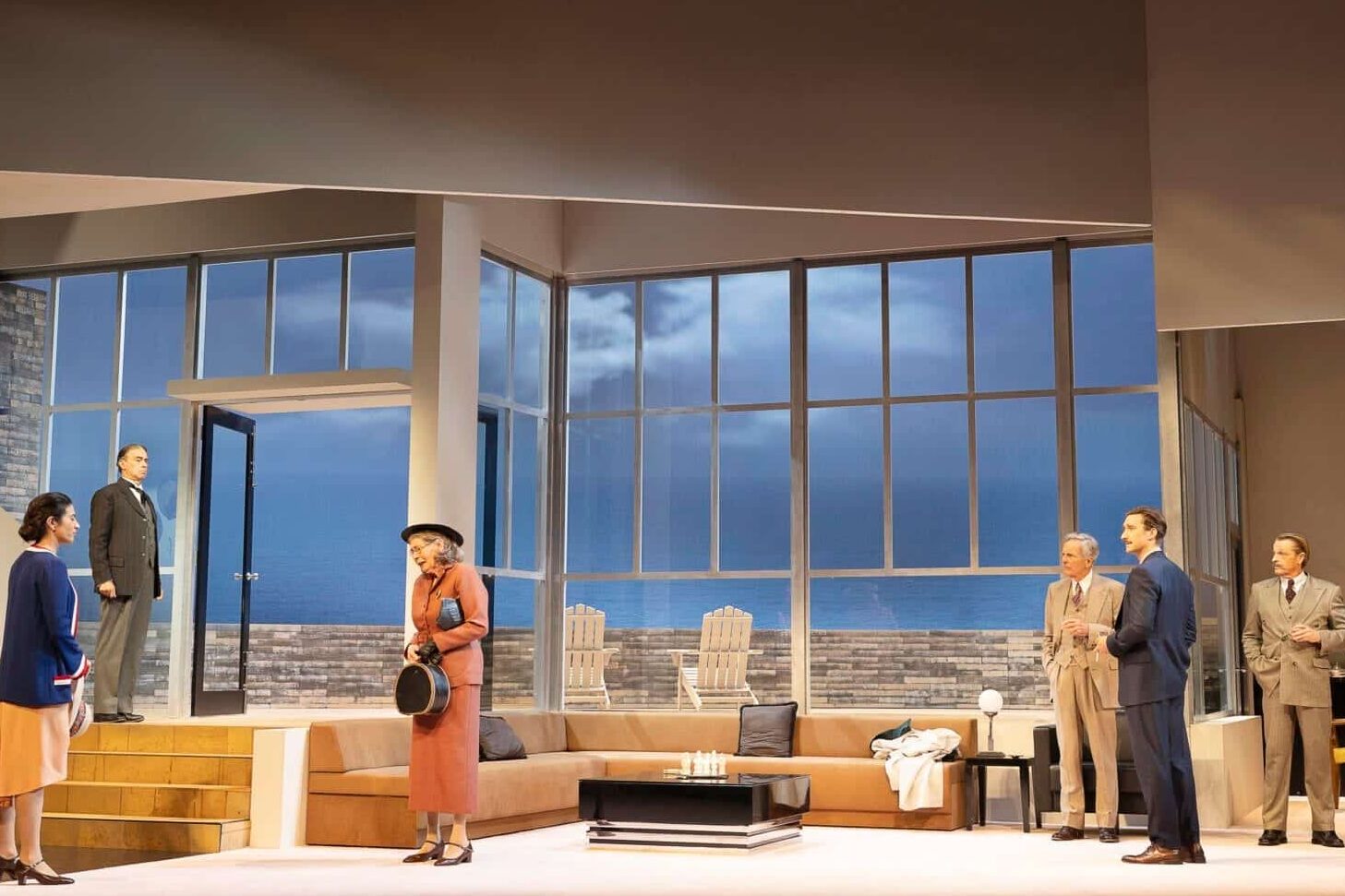 Jennifer Flowers Peter OBrien Eden Falk Anthony Phelan Tom Stokes Mia Morrissey and Nicholas Hammond in And Then There Were None Photo by Jeff Busby scaled 1 edited